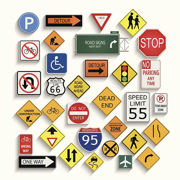 Vector illustration of Road Signs