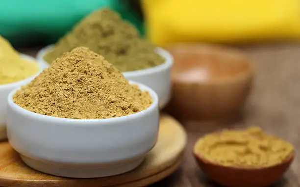 Close up of henna and sandalwood powder