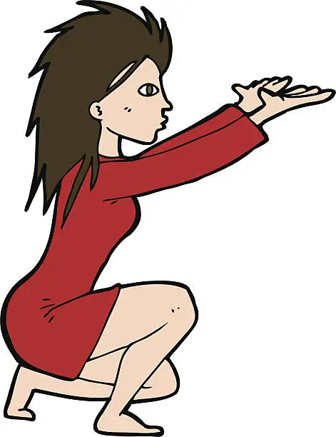 Vector illustration of cartoon womn casting spel