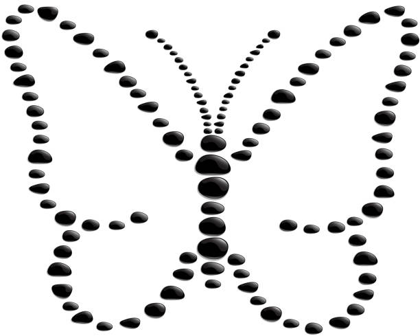 バタフライ形ブラックのストーン - butterfly monarch butterfly isolated flying点のイラスト素材／クリップアート素材／マンガ素材／アイコン素材