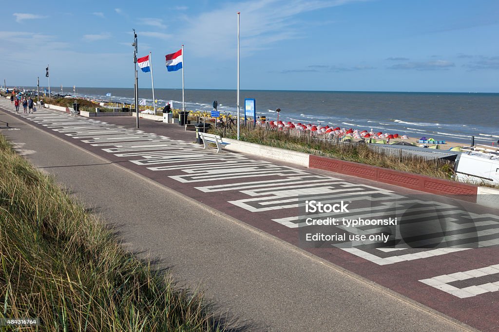 Promenade in Zandvoort, Netherlands Zandvoort, Netherlands - August 8, 2015: Promenade on top of a dyke in Zandvoort, North Holland, The Netherlands 2015 Stock Photo