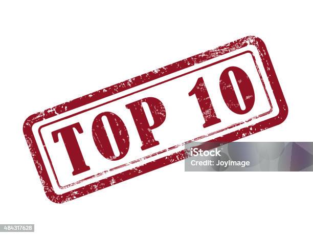 Stamp Top 10 In Red Stock Illustration - Download Image Now - 2015, Achievement, Art