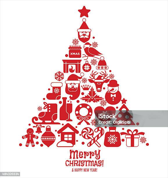 Christmas Illustration Vector Set Of Icons Stock Illustration - Download Image Now - 2015, Abstract, Backgrounds