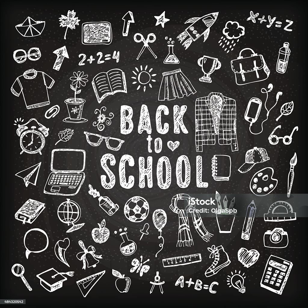 Back to school illustration. Sketch set. 2015 stock vector