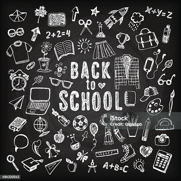 Back To School Illustration Sketch Set Stock Illustration - Download Image Now - 2015, Autumn, Back to School