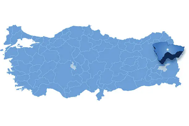 Vector illustration of Map of Turkey, Agri