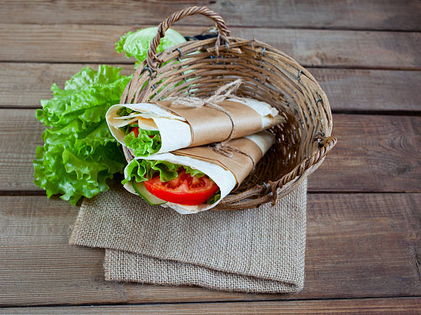 Cheese and fresh vegetables wrap sandwich
