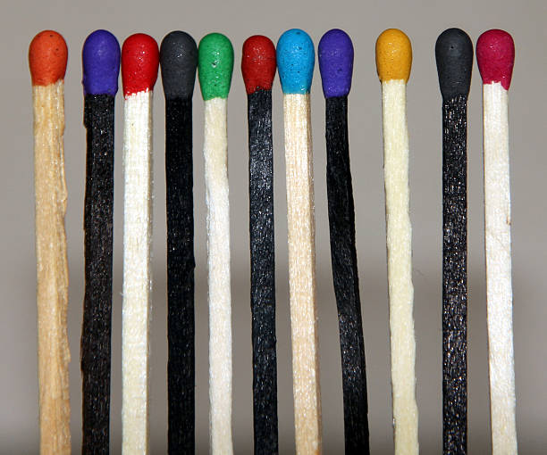 istock Black and white Match sticks with colored heads 484326685