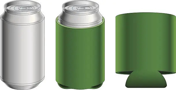 Vector illustration of Aluminum Can and Collapsible Koozie