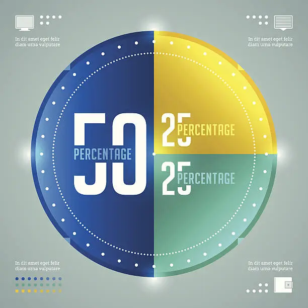 Vector illustration of Business Infographics Design Template. Vector Elements. Percentage Circle Diagram Illustration