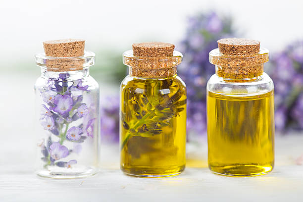 istock Lavender flowers with essential oil. Spa and wellness concept. 484329190