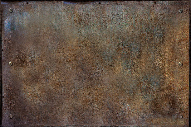 rusty ferro prato - metallic plate rusty textured effect - fotografias e filmes do acervo