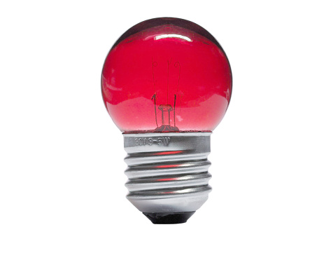 A red light bulb object isolated on white background.