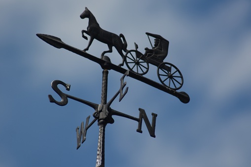 Weathervane with a horse and buggy top.  