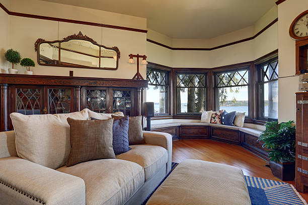 istock Authentic styled living room with royal blue rug. 484336158