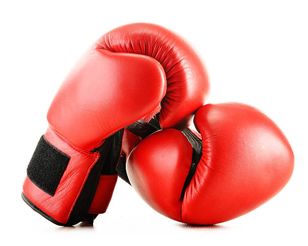 istock Leather boxing gloves isolated on white 484342271