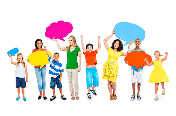 istock Group of Multi-Ethnic Mixed Age People Holding Speech Bubble 484342367