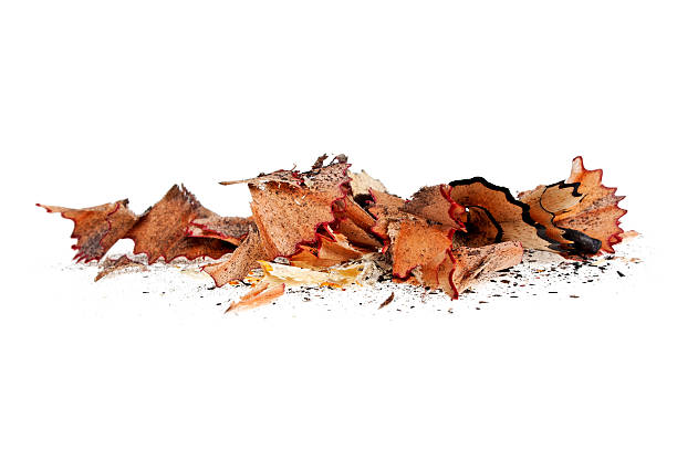 istock Wood pencils shaving on white background 484342670