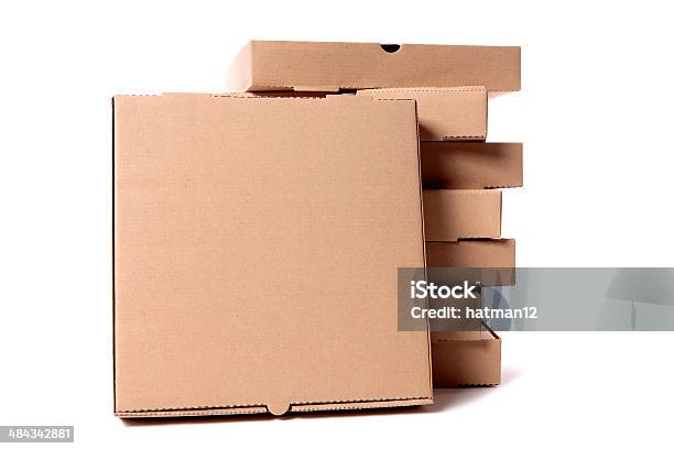 Stapel Von Kartons Mit Braunem Pizza Displaybox Stockfoto und mehr Bilder von Pizzaschachtel - Pizzaschachtel, Pizza, Schachtel