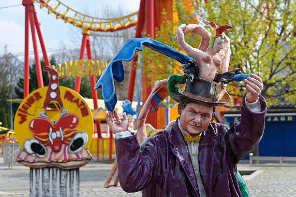 Annual funfair in the Croix Rousse District in Lyon City named as chestnuts funfair - attractions - Ghost Train
