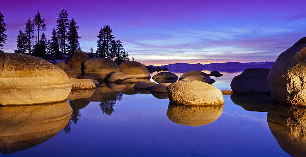 istock Lake Tahoe Sunset with Granite Boulders 484346361