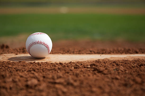 Baseball on the Pitchers Mound stock photo