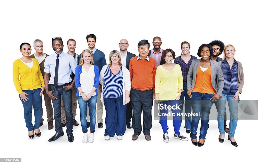 Group Of Happy Multi-Ethnic People Standing On A White Background Group Of People Stock Photo