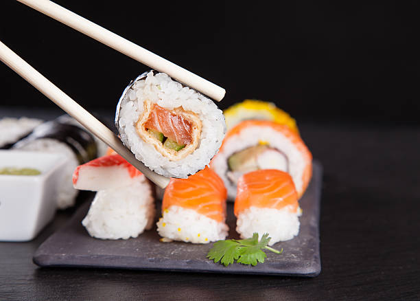 istock Japanese seafood sushi set 484353530