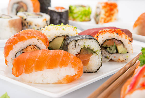 istock Japanese seafood sushi set 484353538