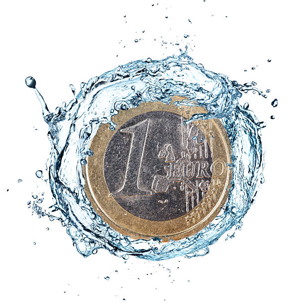 istock Euro coin with water splash. 484353744