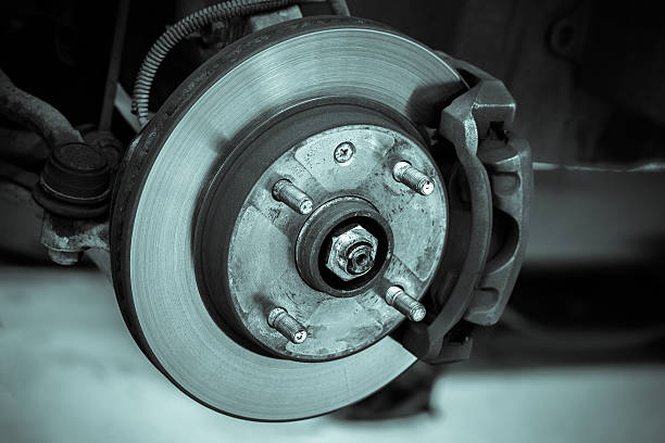 istock brake disk and detail of the whee 484354012