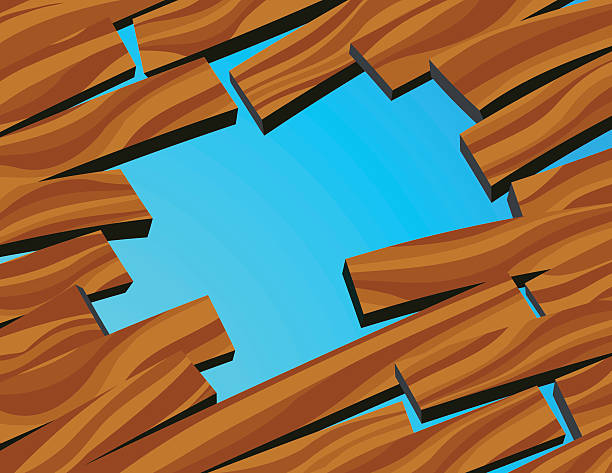 Hole in wood floor vector art illustration