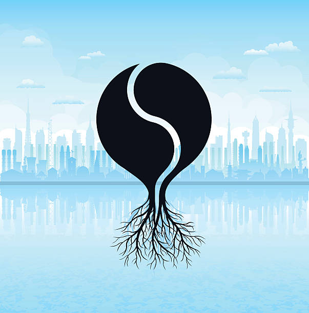 illustrations, cliparts, dessins animés et icônes de yin yang racines - root origins growth plant