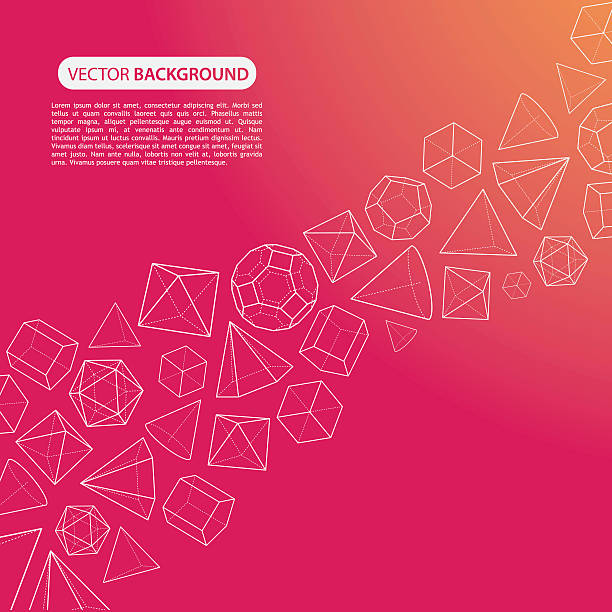 Orange pink platonic solids flow background Orange pink geometric platonic solids background with copy space and text. Aics3 file is also included. platonic solids stock illustrations