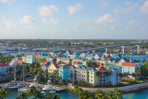 Aerial view of the city of Nassau, USA