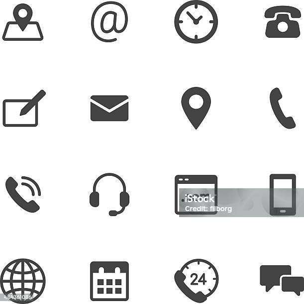 Contact Icons Stock Illustration - Download Image Now - Icon Symbol, Telephone, Time