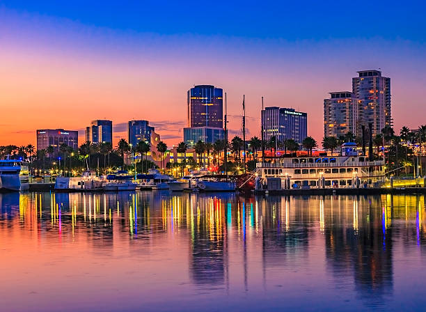 istock Long Beach Harbor at sunset;harbor,boats,spring,California 484363890