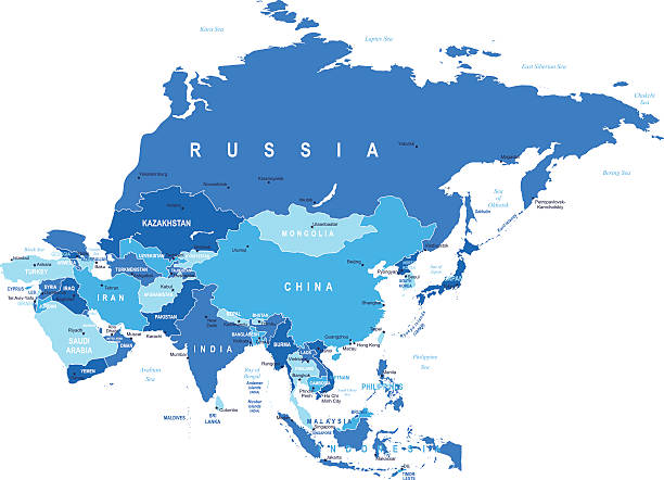 Asia - map - illustration Asia map - highly detailed vector illustration eurasia stock illustrations