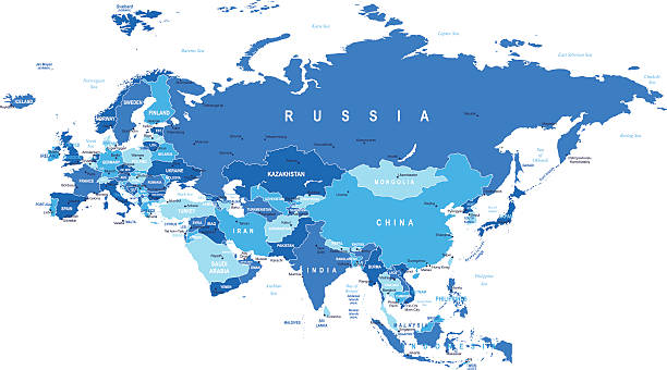 ilustrações, clipart, desenhos animados e ícones de eurasia-mapa-ilustração - india map sri lanka pakistan