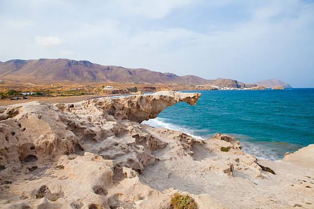 Erosion forms in Los Escullos Beach rocks. Cabo de Gata natural park, Almeria / Spain.