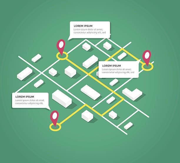 제품의 등각투영 도시지도 디자인 요소를 - designation stock illustrations