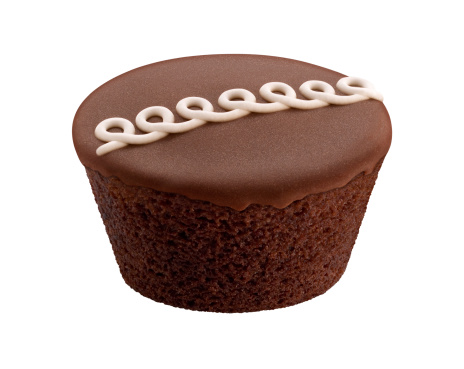 Chocolate Cupcake isolated on a white background.