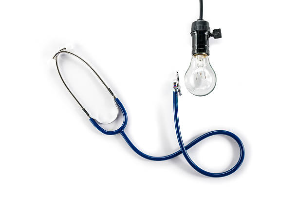 istock light bulb with Stethoscope and  Lamp Holder, broken 484374858