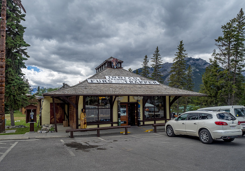 Banff, Сanada - June 19, 2015: Indian Trading Post in Town of Banff on June 19, 2015 in Banff Alberta Canada. Banff is a resort town and one of Canada's most popular tourist destinations.