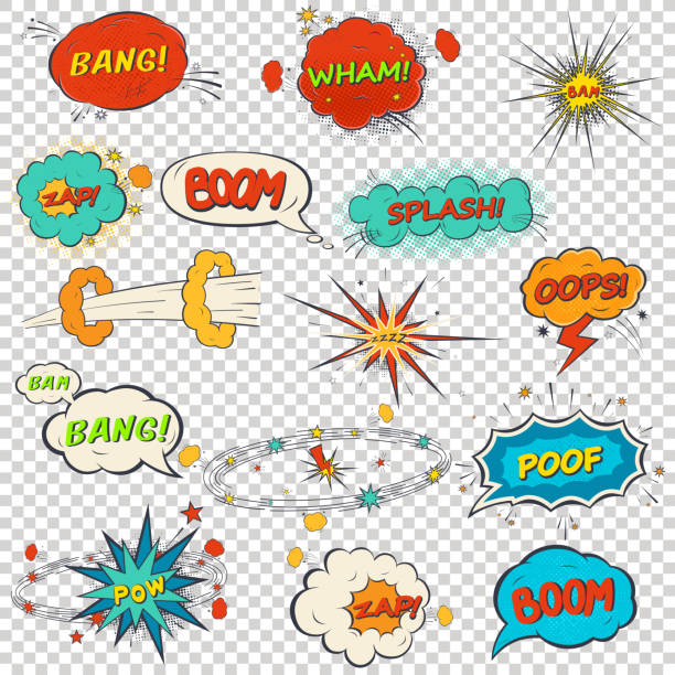 satz von bunte comic sound-effekte - gasping stock-grafiken, -clipart, -cartoons und -symbole