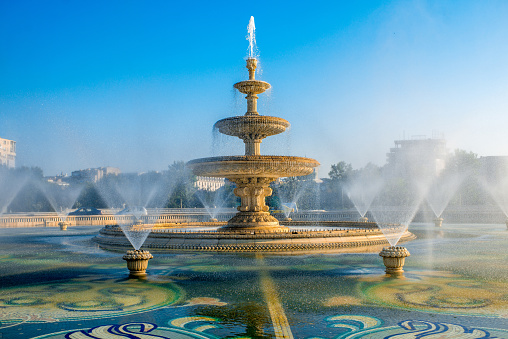 Bucharest central city fountain