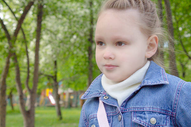 Cute young girl portrait. Child 8 years old
