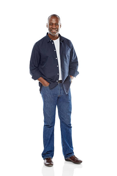 istock Handsome mature man in casuals posing over white 484377433