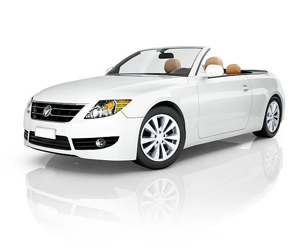 Side View Studio Shot Of White Convertible Side view studio shot of white convertible. convertible stock pictures, royalty-free photos & images
