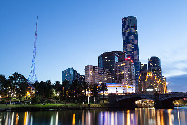 istock Melbourne City Skyline & Arts Precinct at Sunset 484377767